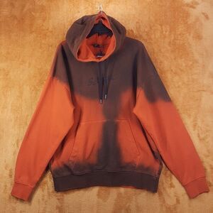G STAR RAW Mens Hoodie Medium Orange Pullover Sweatshirt Spray Autograph $150